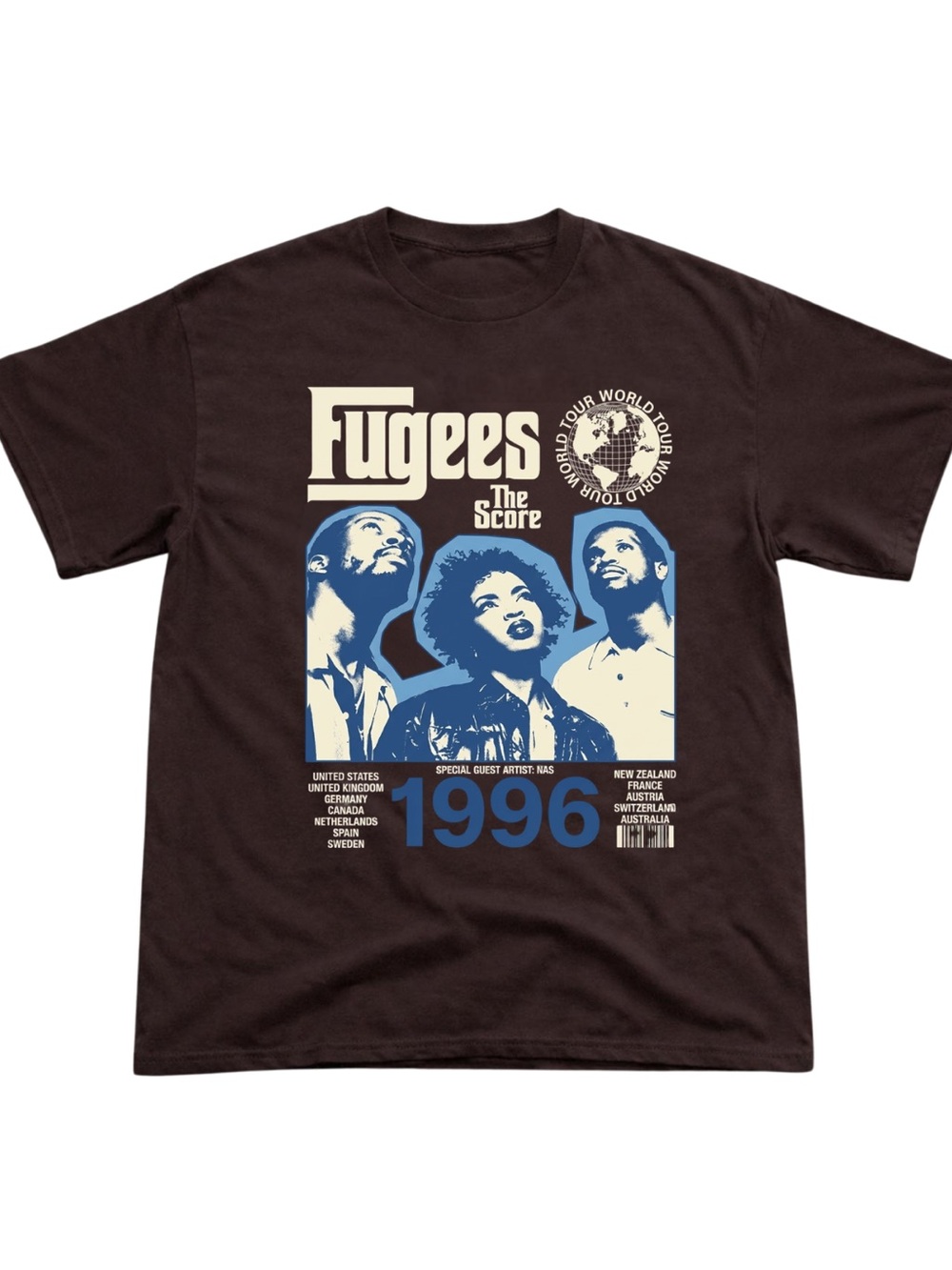 Gildan Fugees 'The Score' 1996 Tour Graphic T-Shirt - Brown